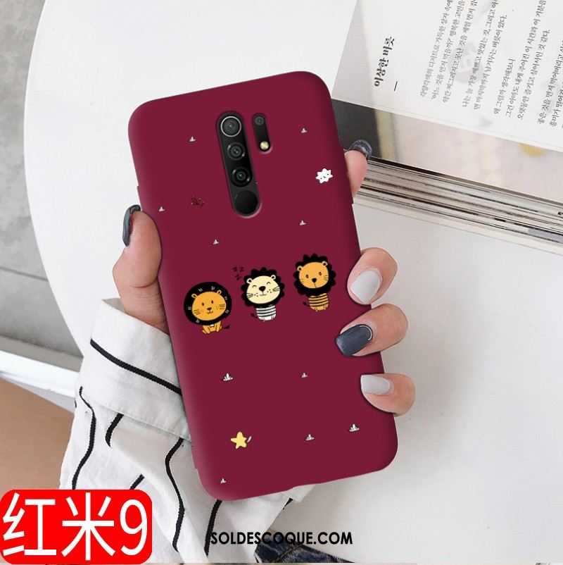 Coque Redmi 9 Vin Rouge Délavé En Daim Étui Tout Compris Téléphone Portable Soldes