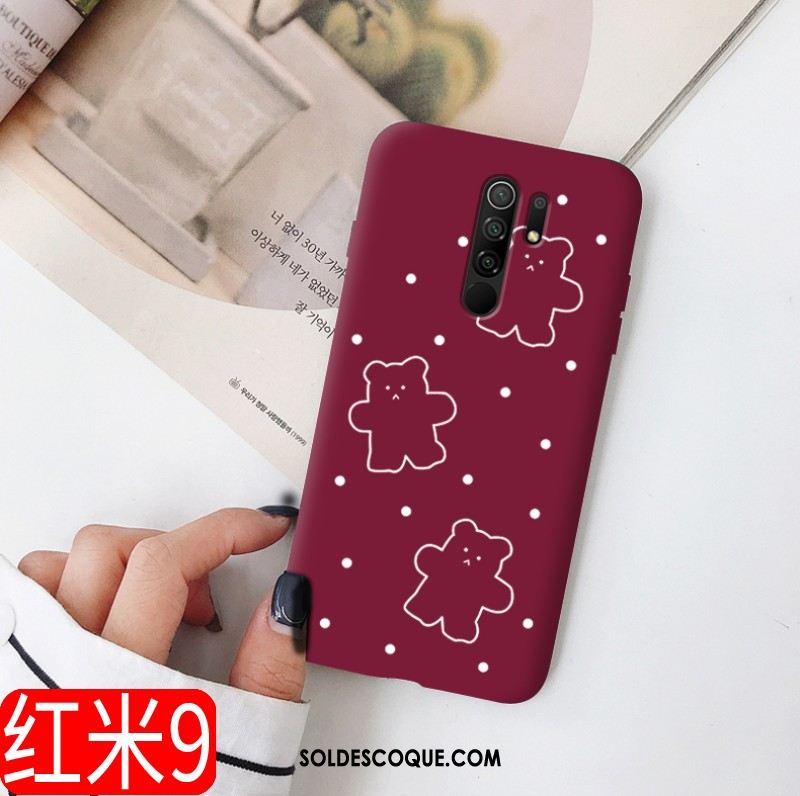 Coque Redmi 9 Vin Rouge Délavé En Daim Étui Tout Compris Téléphone Portable Soldes