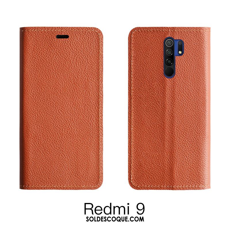 Coque Redmi 9 Étui En Cuir Tout Compris Téléphone Portable Rouge Orange France