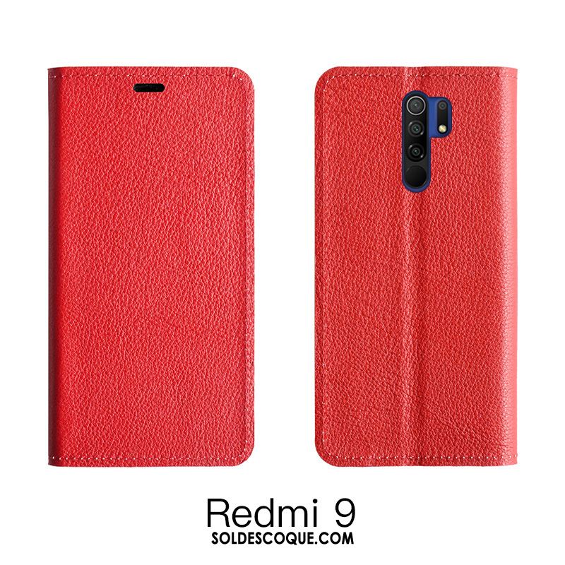 Coque Redmi 9 Étui En Cuir Tout Compris Téléphone Portable Rouge Orange France