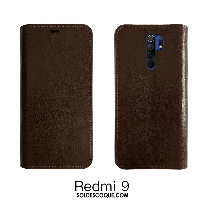 Coque Redmi 9 Étui Tout Compris Cuir Vin Rouge Protection France