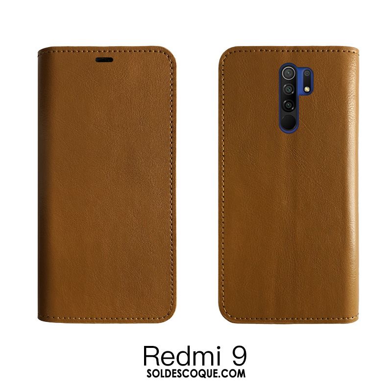 Coque Redmi 9 Étui Tout Compris Cuir Vin Rouge Protection France