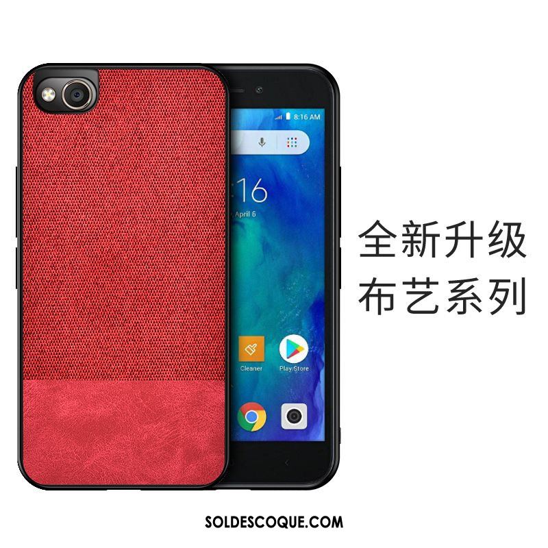 Coque Redmi Go Épissure Difficile Tissu Étui Rouge En Vente