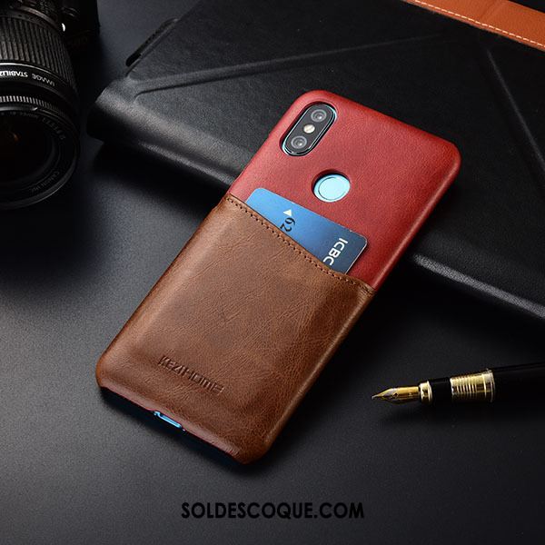 Coque Redmi Note 6 Pro Couture Couleurs Protection Kaki Rouge Carte Soldes