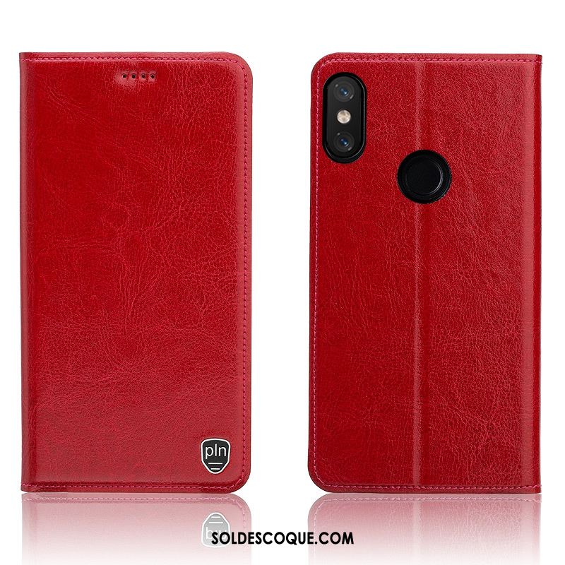 Coque Redmi Note 6 Pro Cuir Véritable Rouge Étui En Cuir Téléphone Portable Petit Soldes