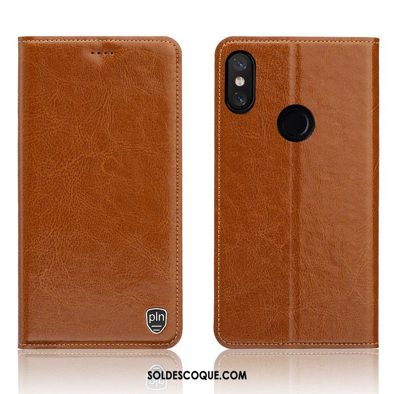 Coque Redmi Note 6 Pro Cuir Véritable Rouge Étui En Cuir Téléphone Portable Petit Soldes