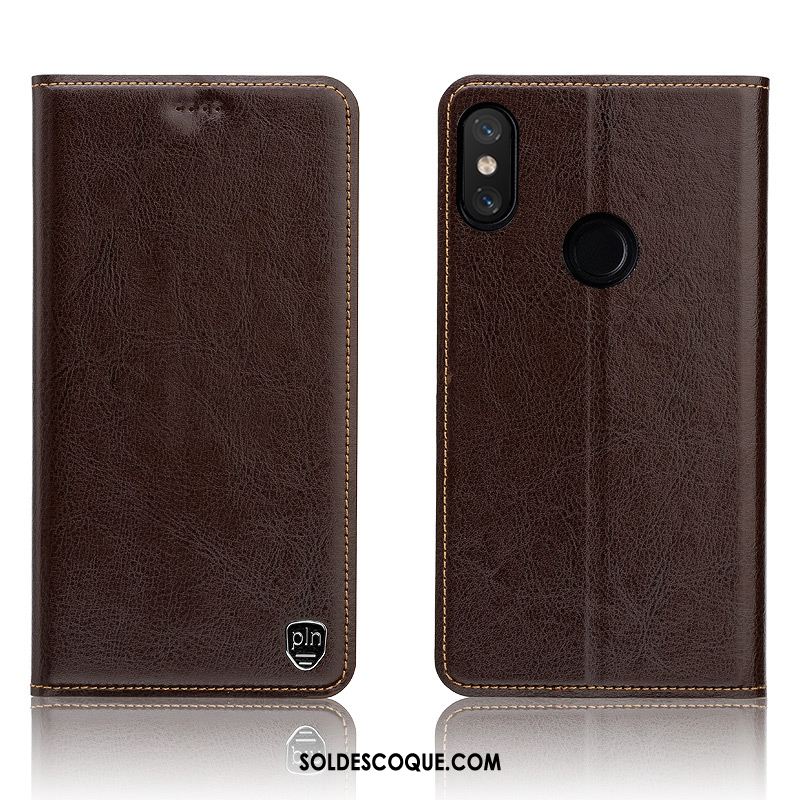 Coque Redmi Note 6 Pro Cuir Véritable Rouge Étui En Cuir Téléphone Portable Petit Soldes