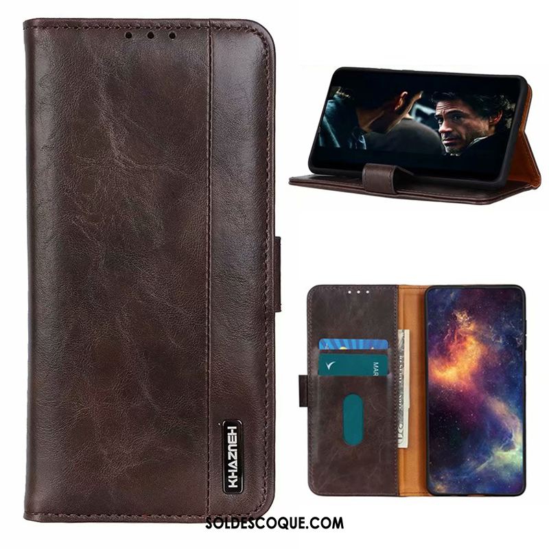 Coque Redmi Note 9 Pro Marron Incassable Business Téléphone Portable Étui En Cuir En Ligne