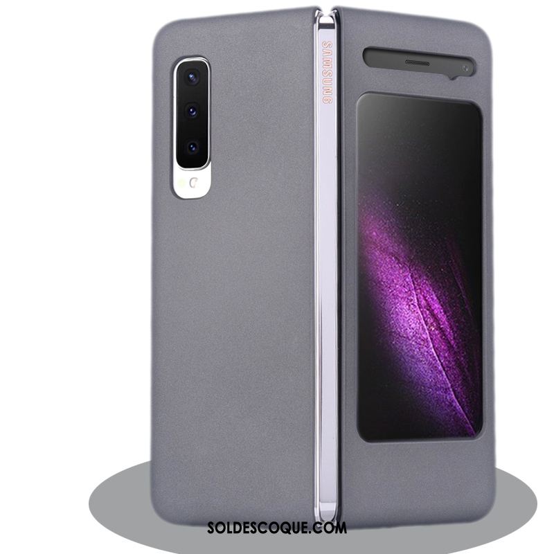 Coque Samsung Fold Délavé En Daim Étoile Violet Plier Très Mince Pas Cher