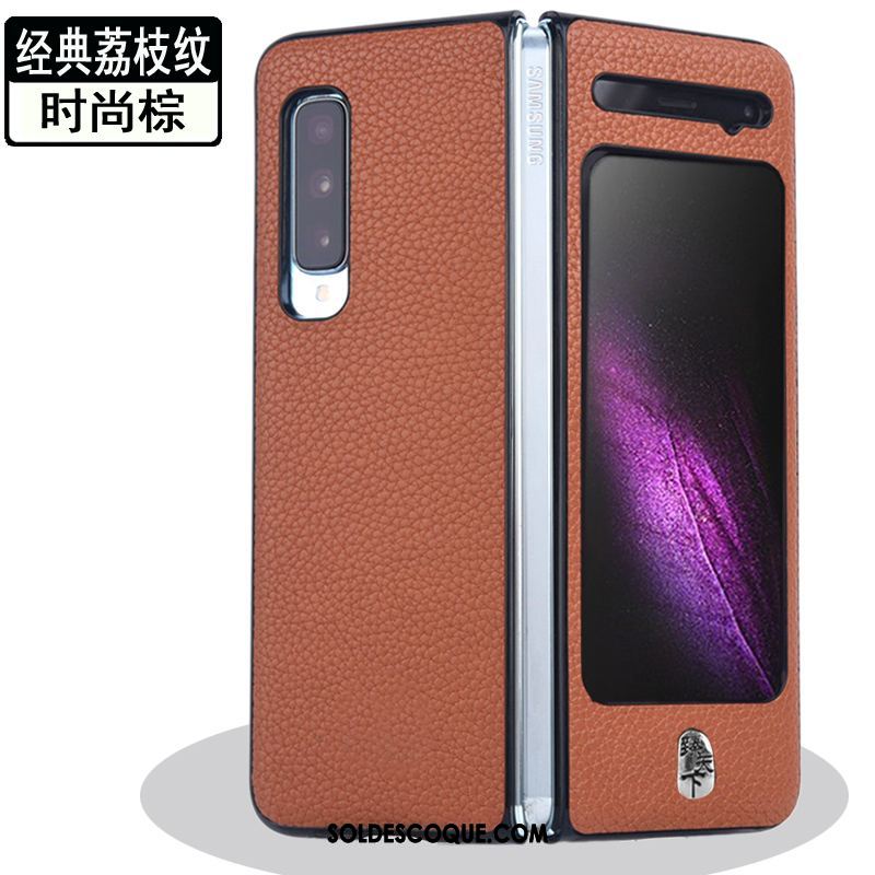 Coque Samsung Fold Protection Divisé Or Étoile Délavé En Daim Pas Cher