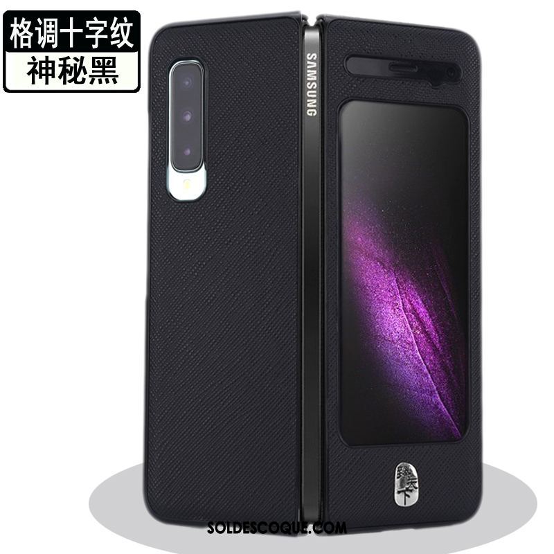 Coque Samsung Fold Protection Divisé Or Étoile Délavé En Daim Pas Cher