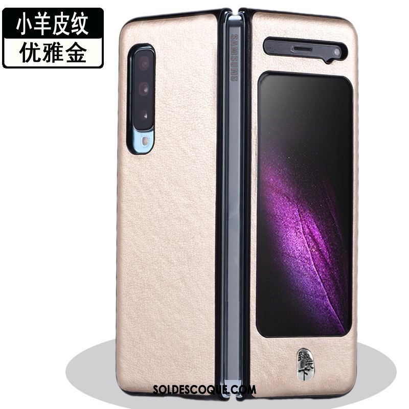 Coque Samsung Fold Protection Divisé Or Étoile Délavé En Daim Pas Cher