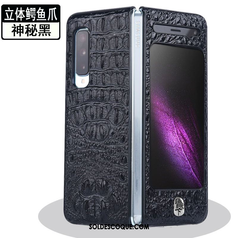 Coque Samsung Fold Protection Divisé Or Étoile Délavé En Daim Pas Cher