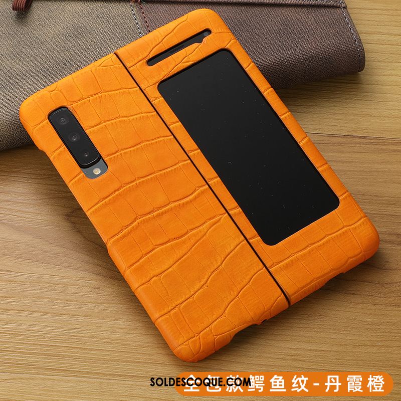 Coque Samsung Fold Étui En Cuir Cuir Véritable Incassable Protection Étoile En Vente