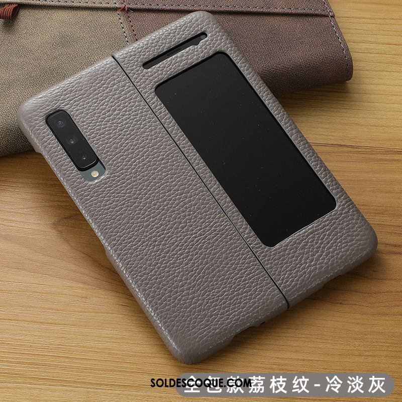 Coque Samsung Fold Étui En Cuir Cuir Véritable Incassable Protection Étoile En Vente