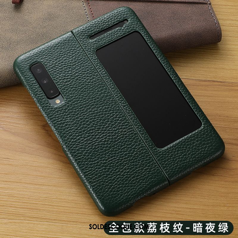 Coque Samsung Fold Étui En Cuir Cuir Véritable Incassable Protection Étoile En Vente