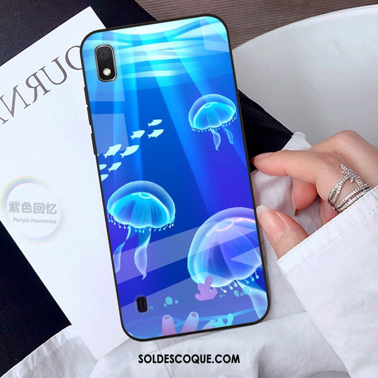 Coque Samsung Galaxy A10 Incassable Étoile Verre Bleu Téléphone Portable Housse Pas Cher