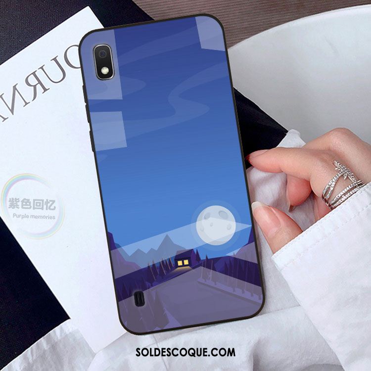 Coque Samsung Galaxy A10 Incassable Étoile Verre Bleu Téléphone Portable Housse Pas Cher