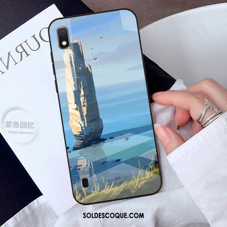 Coque Samsung Galaxy A10 Incassable Étoile Verre Bleu Téléphone Portable Housse Pas Cher