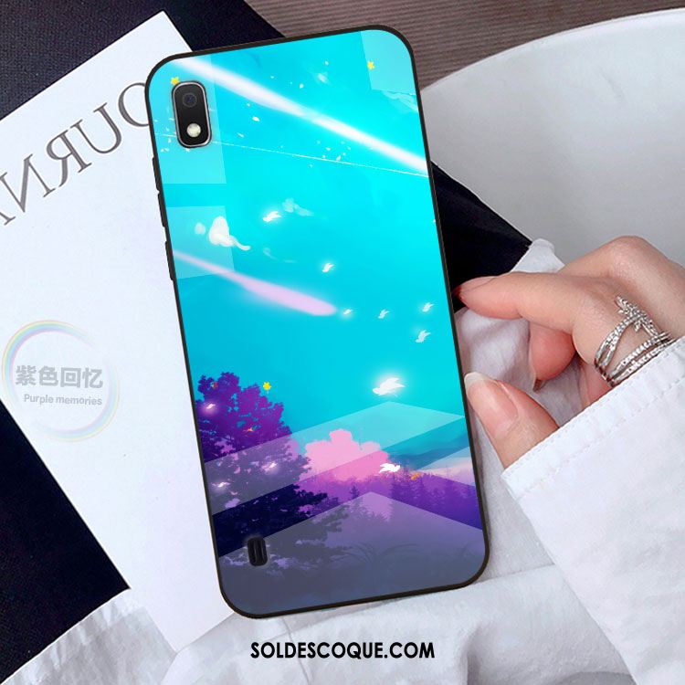 Coque Samsung Galaxy A10 Incassable Étoile Verre Bleu Téléphone Portable Housse Pas Cher