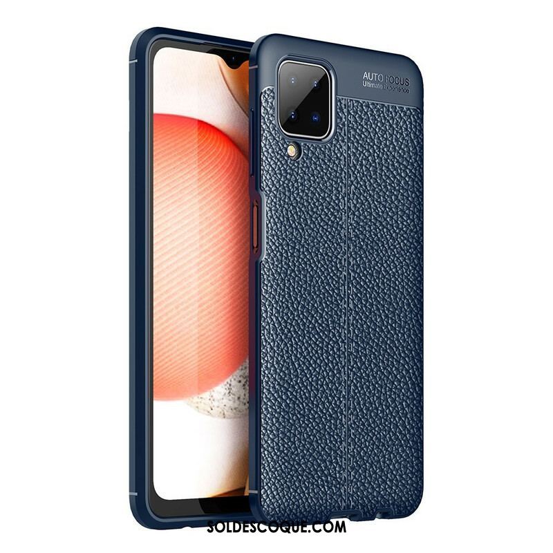 Coque Samsung Galaxy A12 / M12 Effet Cuir Litchi Double Line