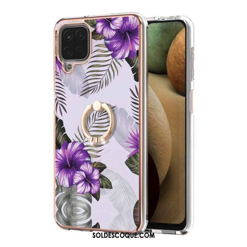 Coque Samsung Galaxy A12 / M12 Fleurs Anneau-Support