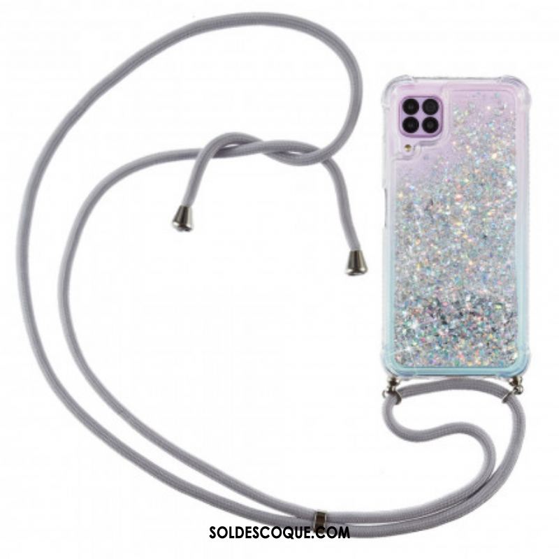 Coque Samsung Galaxy A12 / M12 Paillettes avec Cordon