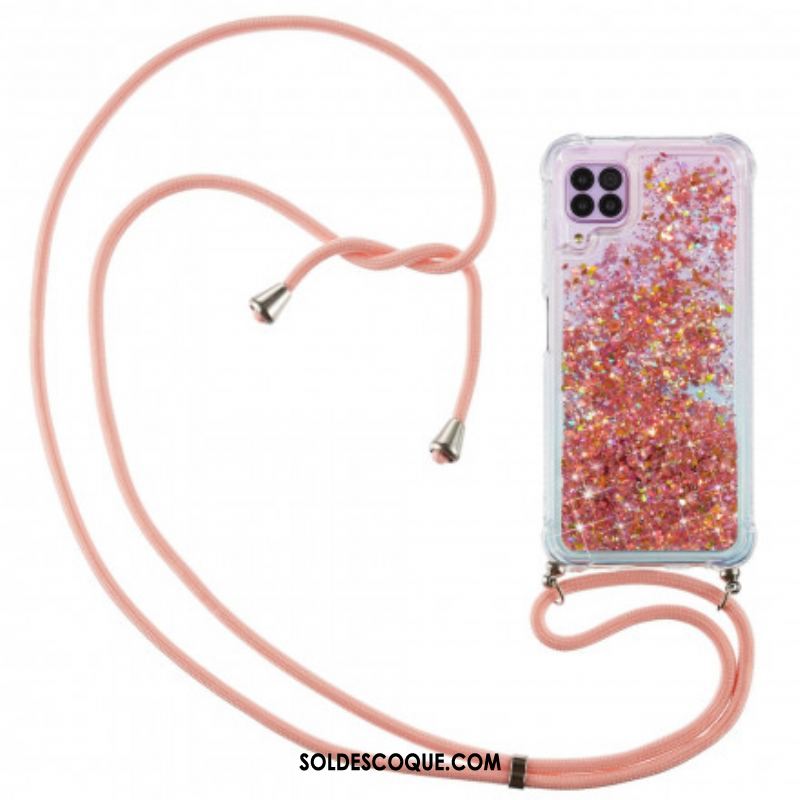 Coque Samsung Galaxy A12 / M12 Paillettes avec Cordon