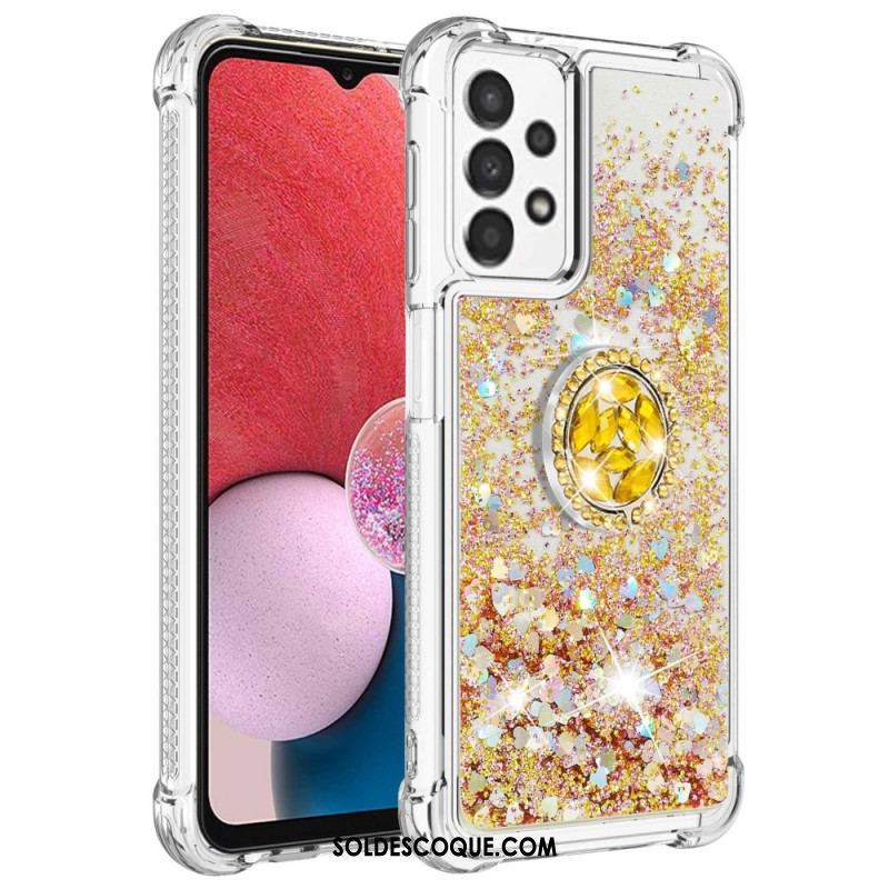 Coque Samsung Galaxy A13 Paillettes avec Anneau-Support