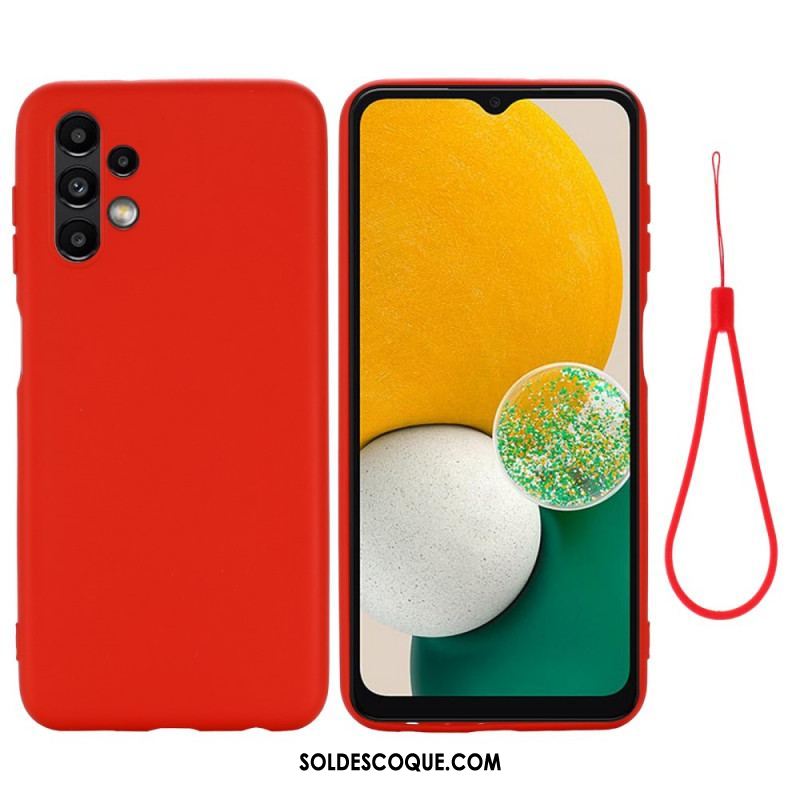 Coque Samsung Galaxy A13 Silicone Liquide avec Lanière