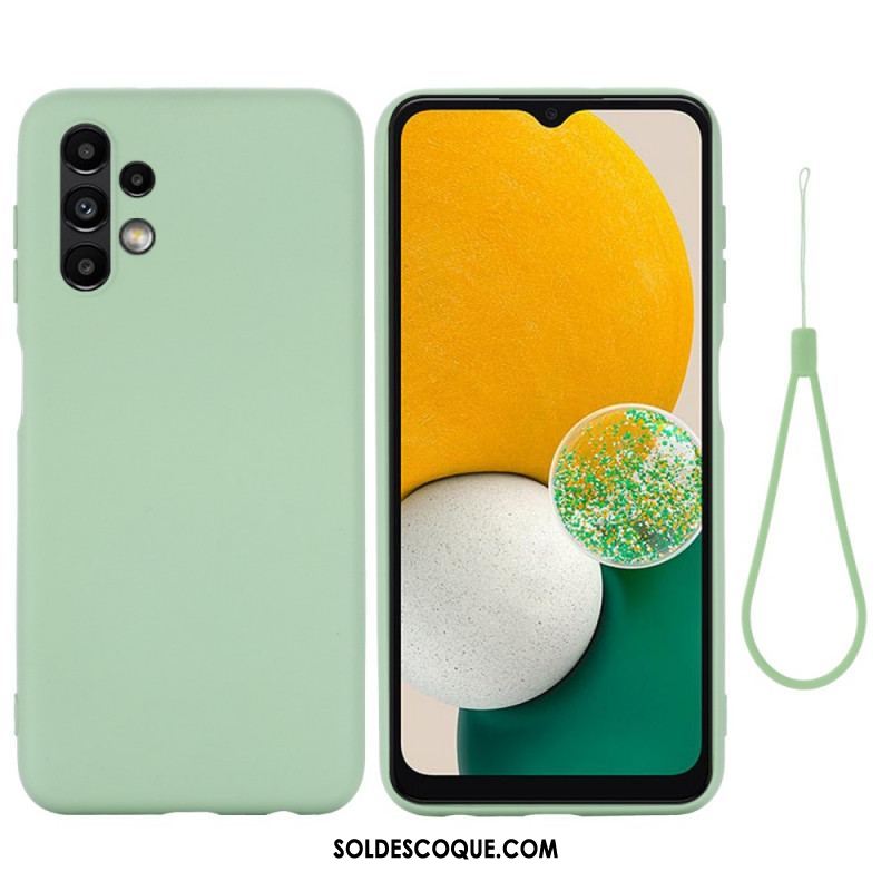 Coque Samsung Galaxy A13 Silicone Liquide avec Lanière