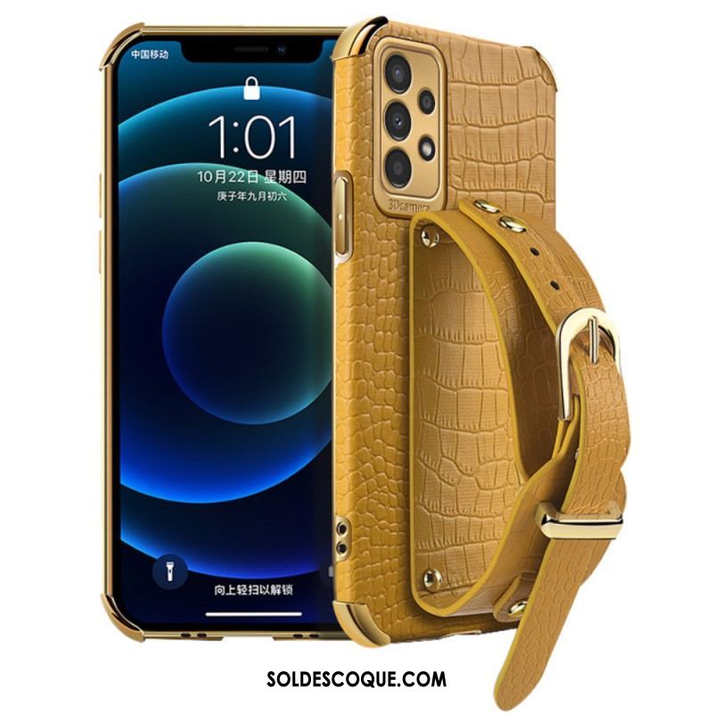 Coque Samsung Galaxy A13 Style Crocodile avec Sangle Support