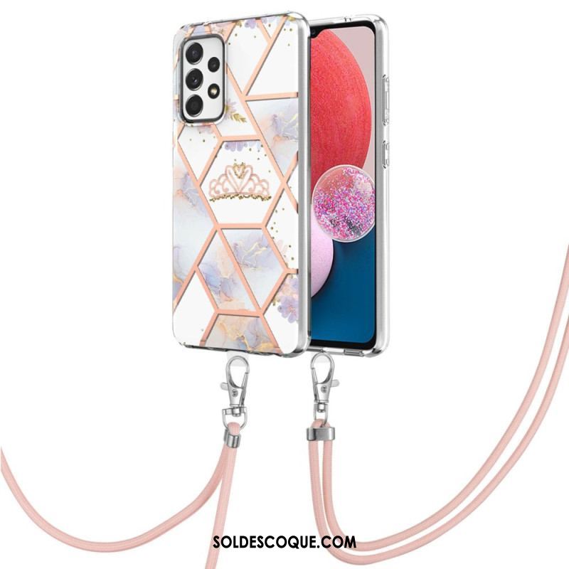 Coque Samsung Galaxy A13 à Cordon Fleurs