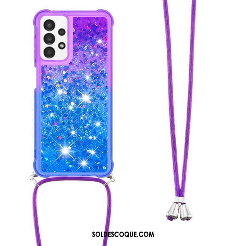 Coque Samsung Galaxy A13 à Cordon Silicone Paillettes