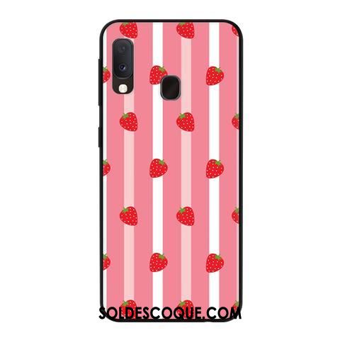 Coque Samsung Galaxy A20e Téléphone Portable Étui Vent Net Rouge Blanc Soldes