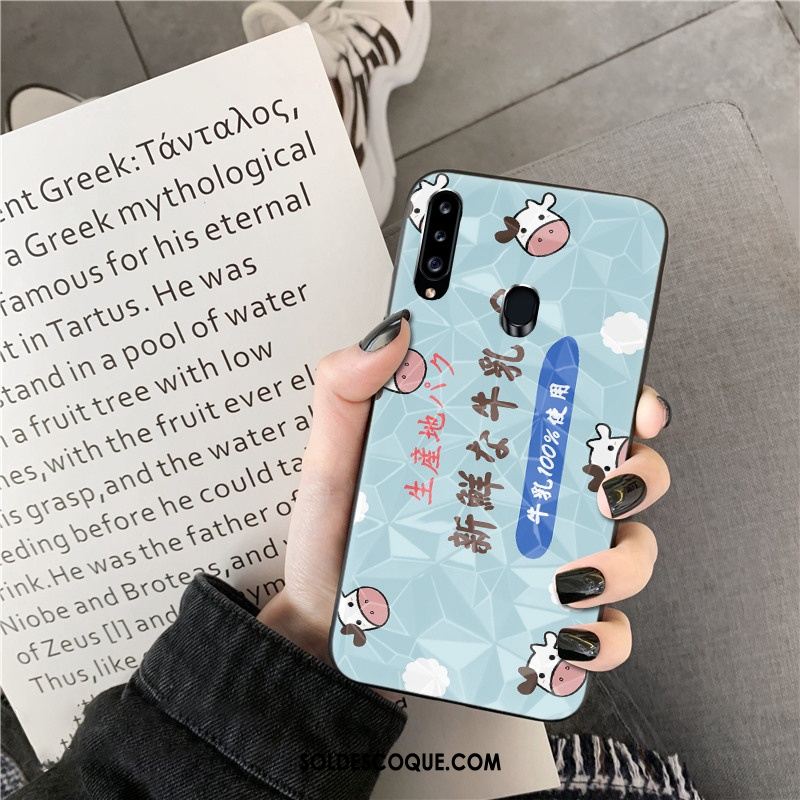 Coque Samsung Galaxy A20s Blanc Losange Étoile Téléphone Portable Modèle Fleurie Pas Cher