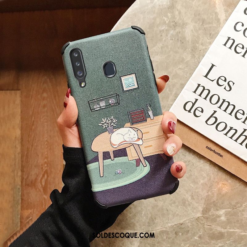 Coque Samsung Galaxy A20s Membrane Incassable Fluide Doux Gaufrage Étoile En Vente