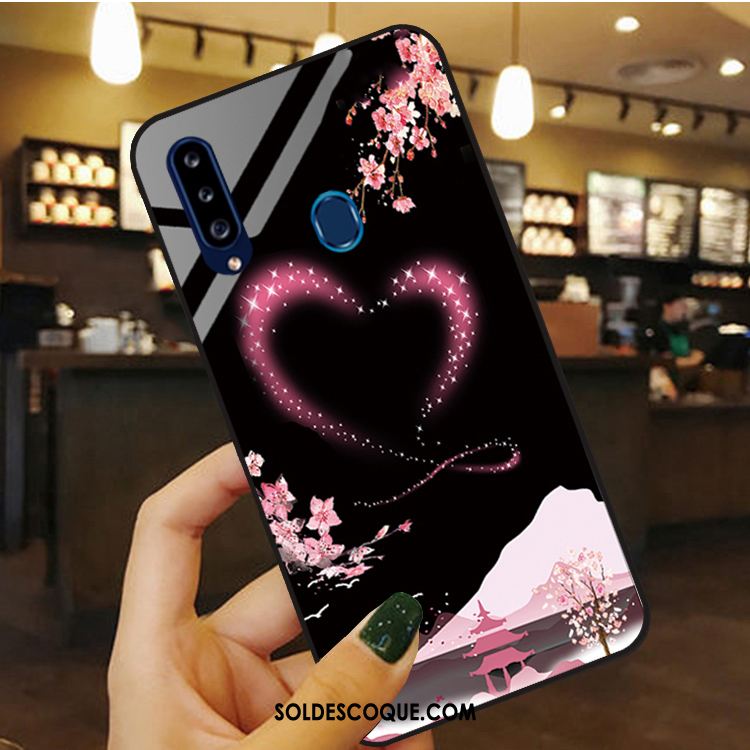 Coque Samsung Galaxy A20s Protection Incassable Fluide Doux Rose Étoile Pas Cher