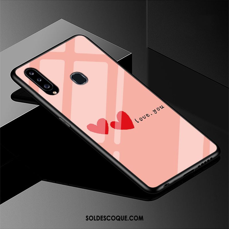 Coque Samsung Galaxy A20s Verre Rose Étui Étoile Simple Housse En Ligne