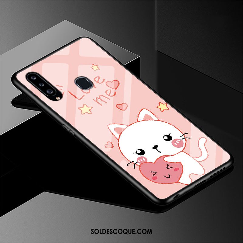 Coque Samsung Galaxy A20s Verre Rose Étui Étoile Simple Housse En Ligne