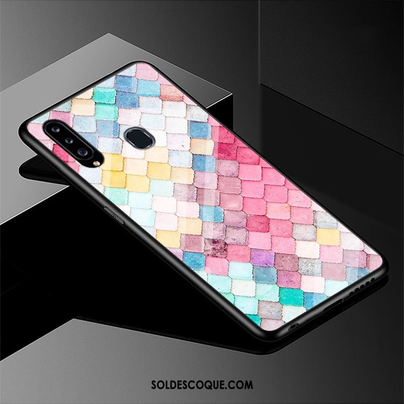 Coque Samsung Galaxy A20s Verre Rose Étui Étoile Simple Housse En Ligne