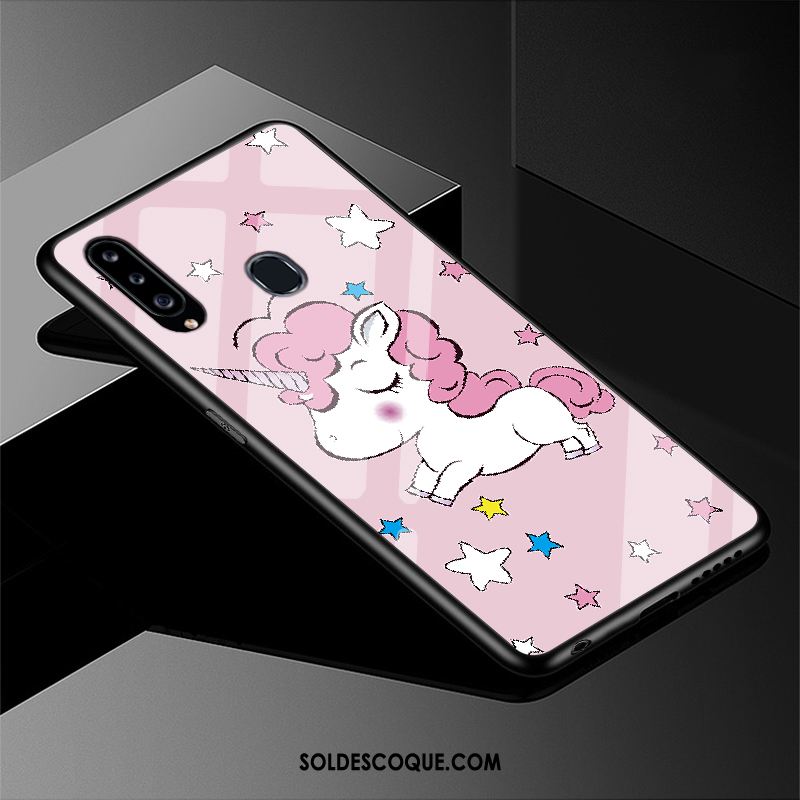 Coque Samsung Galaxy A20s Verre Rose Étui Étoile Simple Housse En Ligne