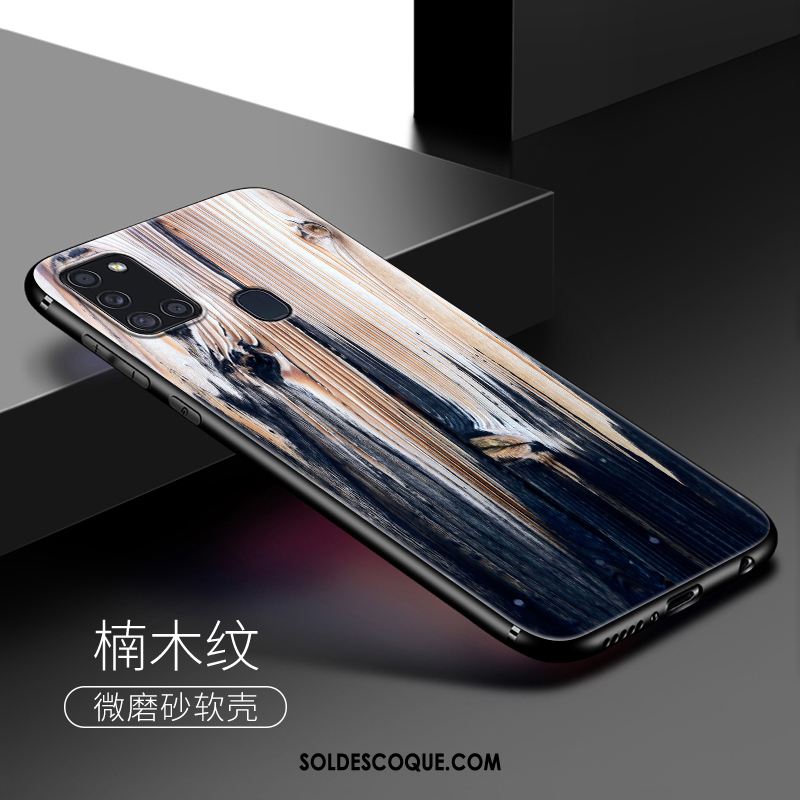 Coque Samsung Galaxy A21s Personnalité Fluide Doux Téléphone Portable Délavé En Daim Étoile Soldes