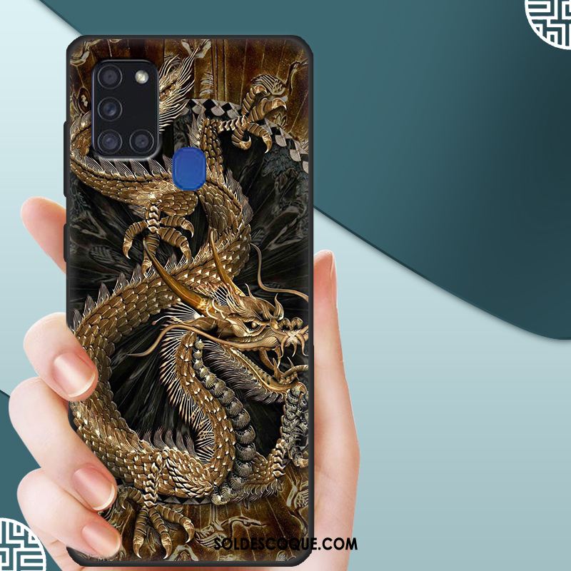 Coque Samsung Galaxy A21s Silicone Personnalisé Tempérer Étoile Noir Housse En Vente