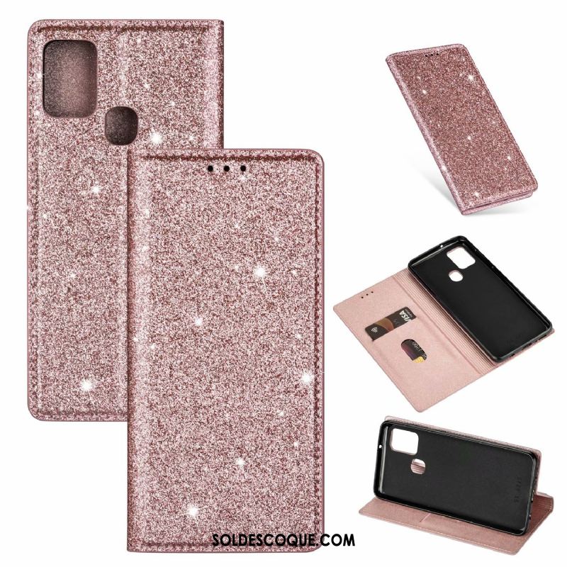 Coque Samsung Galaxy A21s Étui En Cuir Rose Téléphone Portable Une Agrafe Clamshell Soldes