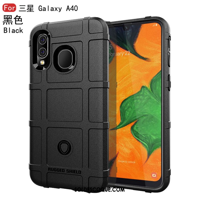 Coque Samsung Galaxy A40 Modèle Fleurie Étoile Noir Épais Fluide Doux Housse Soldes