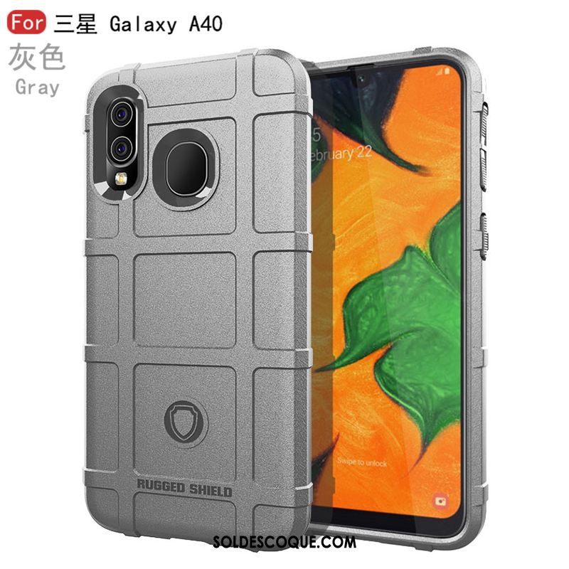 Coque Samsung Galaxy A40 Modèle Fleurie Étoile Noir Épais Fluide Doux Housse Soldes