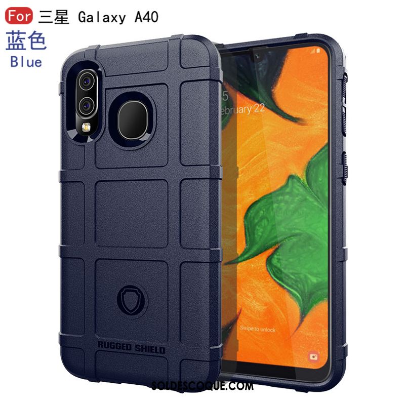 Coque Samsung Galaxy A40 Modèle Fleurie Étoile Noir Épais Fluide Doux Housse Soldes