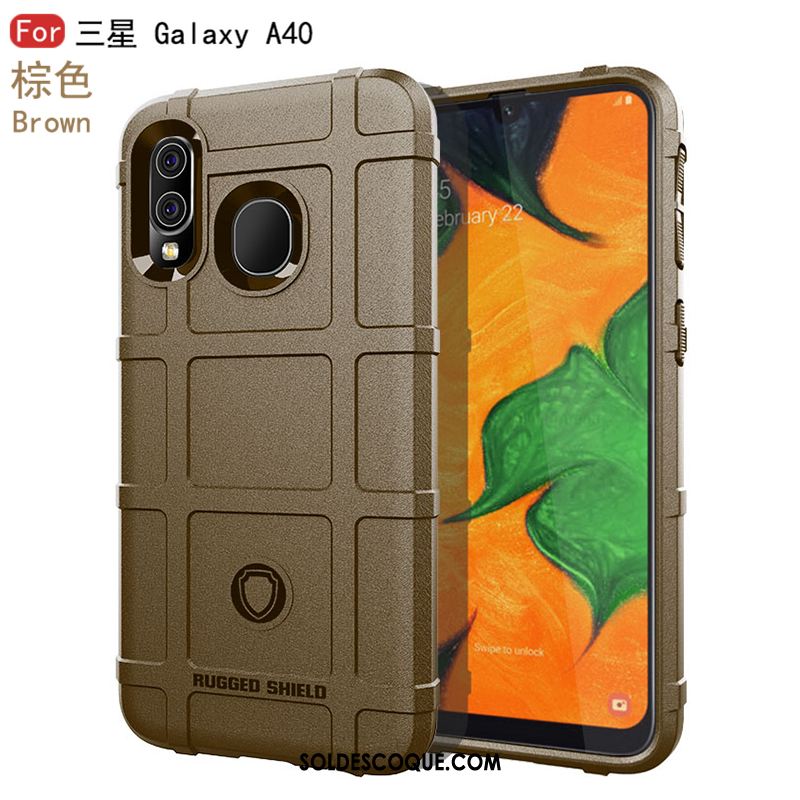 Coque Samsung Galaxy A40 Modèle Fleurie Étoile Noir Épais Fluide Doux Housse Soldes