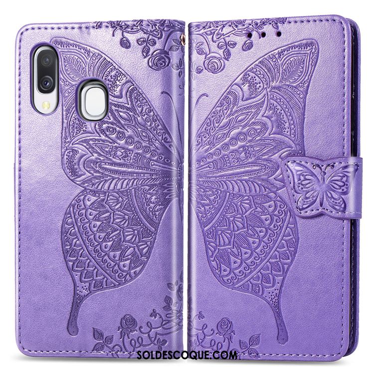 Coque Samsung Galaxy A40 Ornements Suspendus Étui En Cuir Étoile Violet Téléphone Portable En Vente